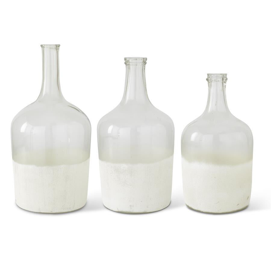 Clear Glass long neck bottles w/frosted bottoms