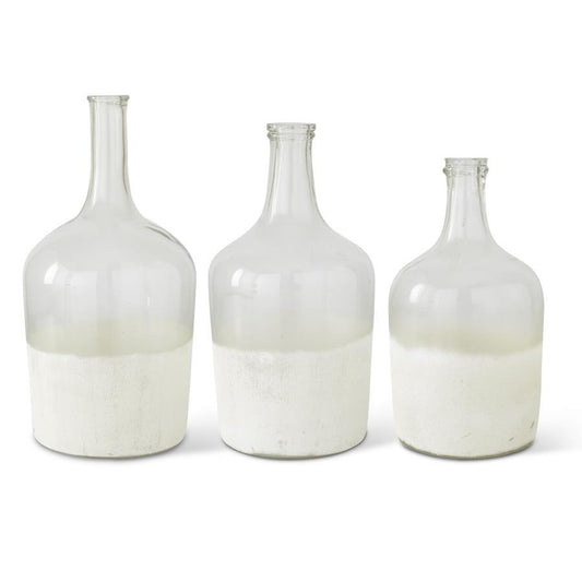 Clear Glass long neck bottles w/frosted bottoms