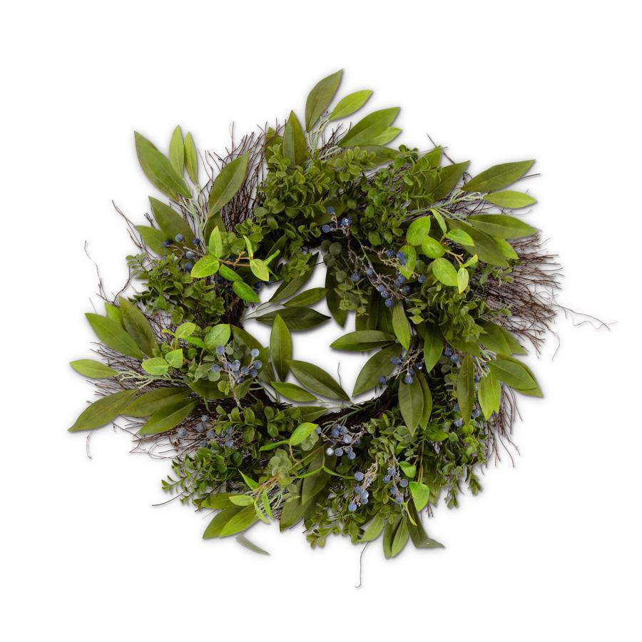 Boxwood and Blueberry Twig Wreath