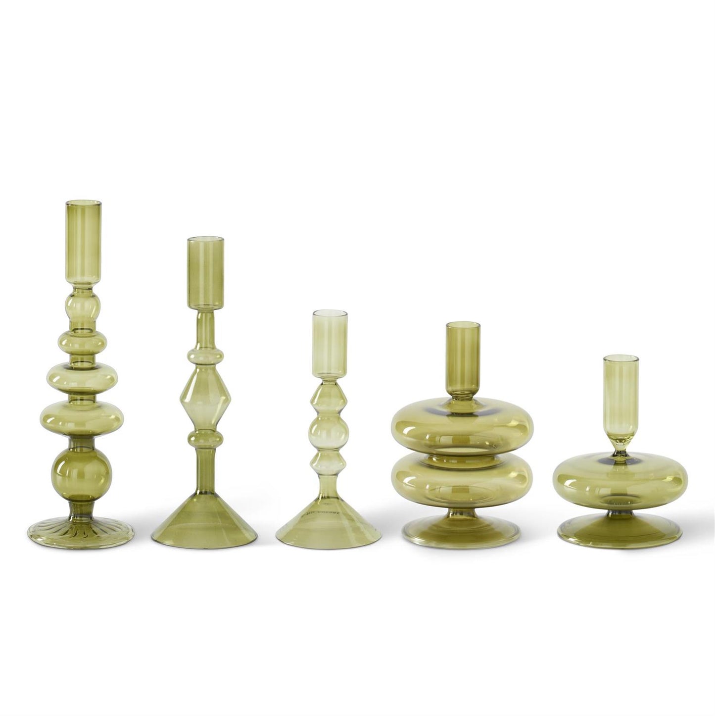 Handmade Green Glass Modern Taper Candleholders