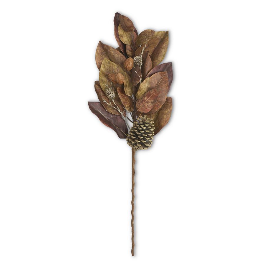 Fall Magnolia stem w/nuts and pinecones