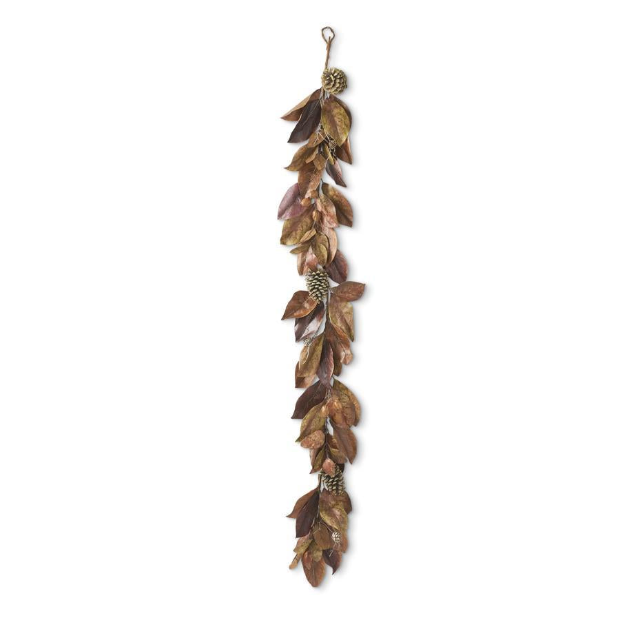 Fall Magnolia Garland w/Nuts and pinecones