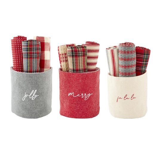 Tartan Towel Bucket Sets