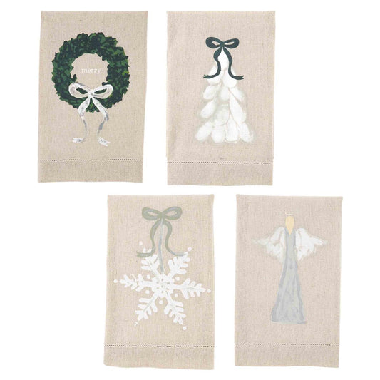 White Christmas Painted Towels