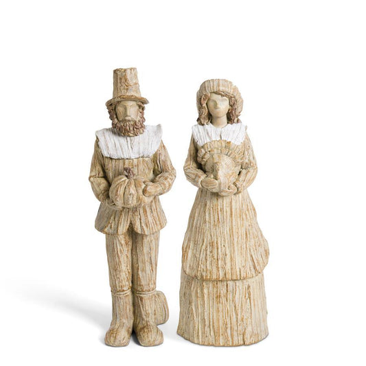 Tan and Cream Resin Pilgrim man and lady