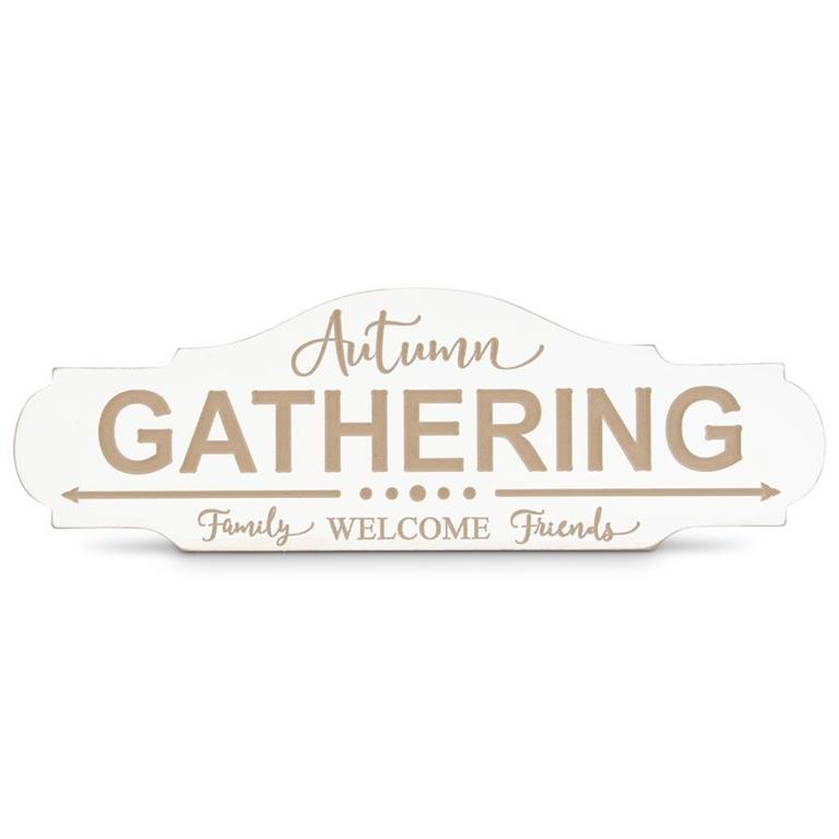 Oval Engraved Wood Autumn Gathering sign