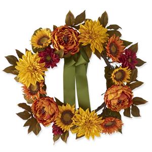 All Peony Dahlia & Sunflower Wreath