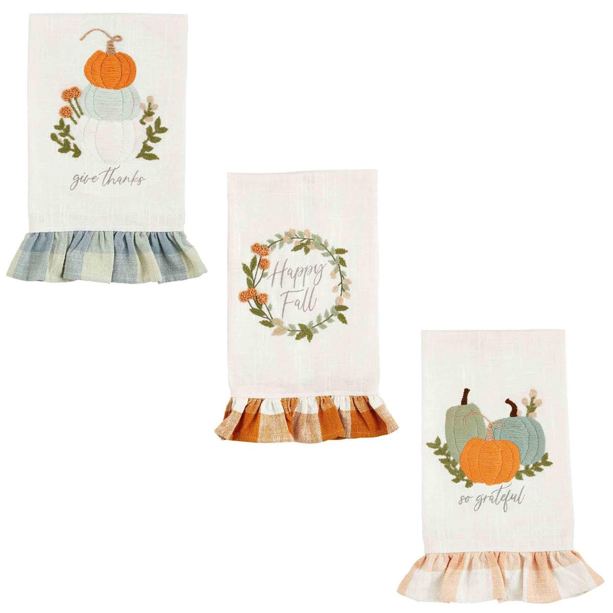 Check Hem Pumpkin Towels