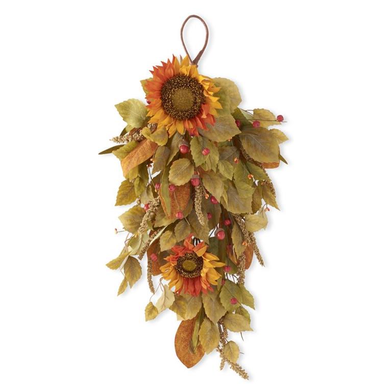 Orange Sunflower Teardrop w/mini pumpkins