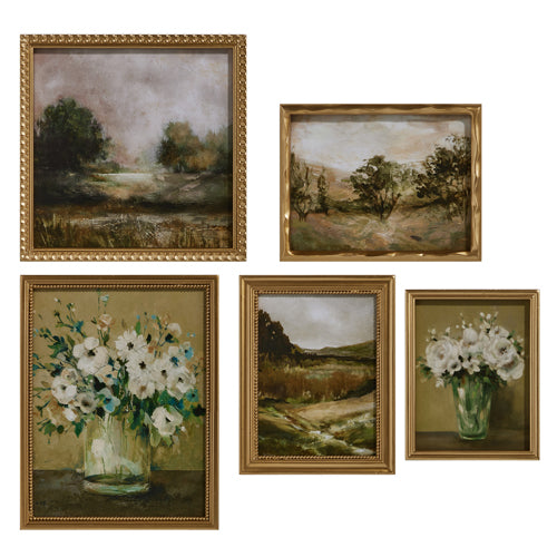 Landscape and flower framed wall art