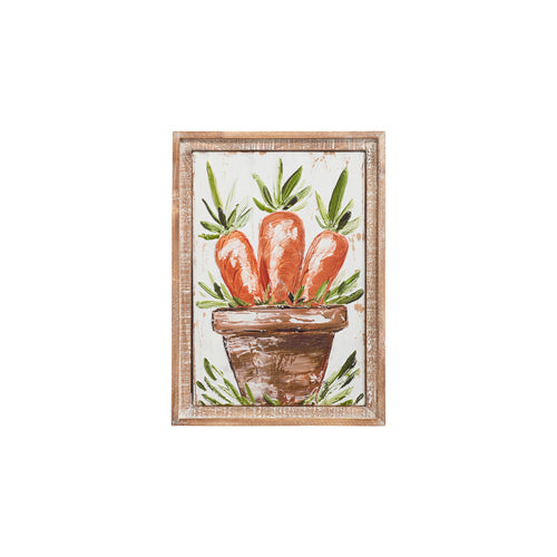 Potted Carrots embossed metal framed wall art