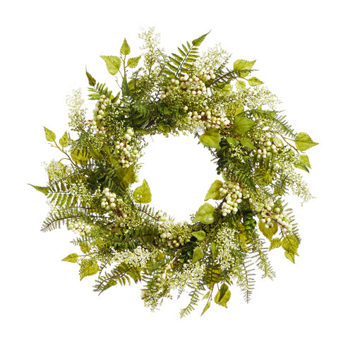 Mixed fern and berry wreath