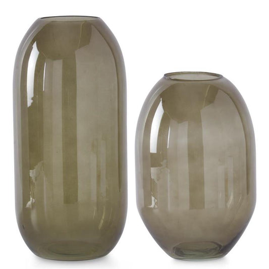 Transparent Green Domed Cylinder Vases