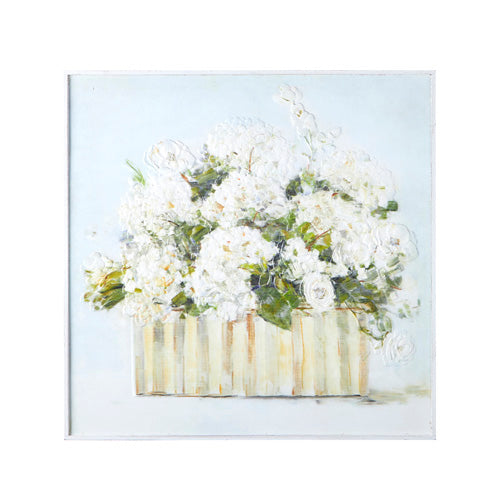 Carved Wood Hydrangea framed wall art