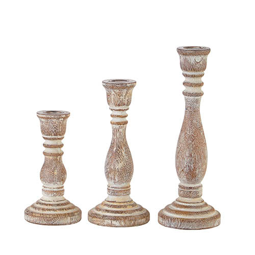 Wood Embossed Candle Sticks