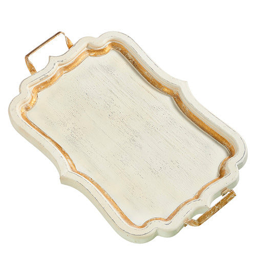 Distressed White with Gold Tray