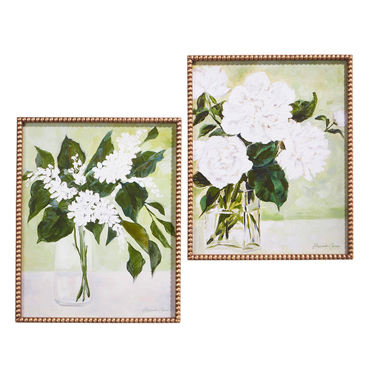 White Flowers in Vase Framed Print