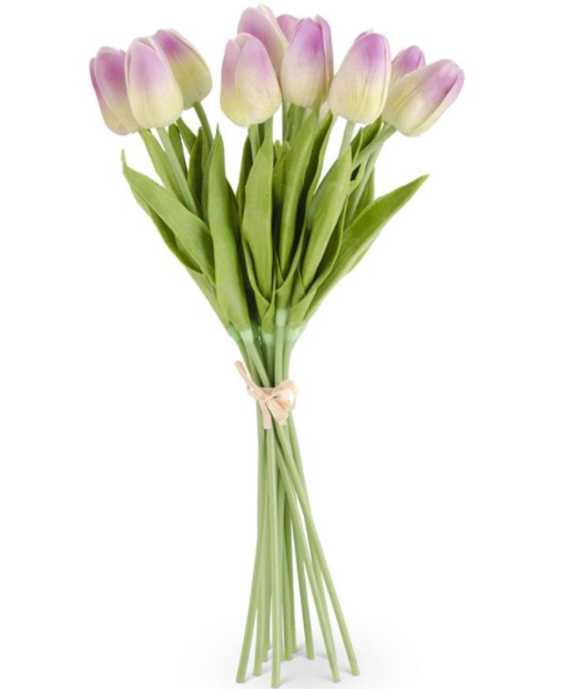 Green/Purple real touch mini tulip bundle