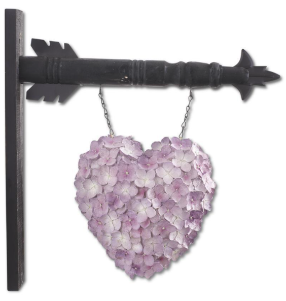 Resin Purple Hydrangea Heart Arrow