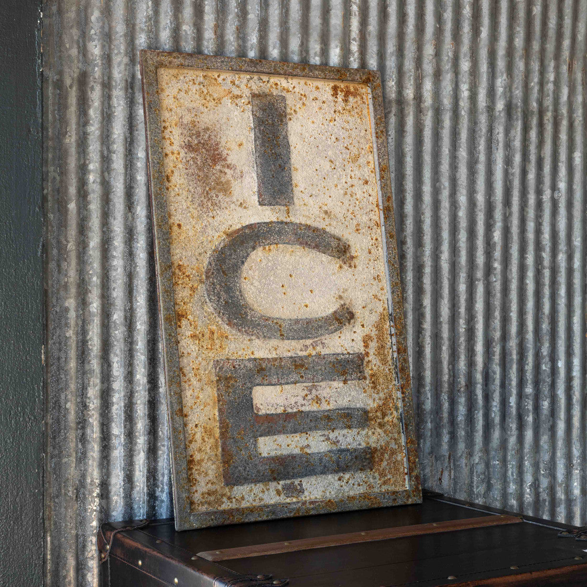 Aged ICE sign