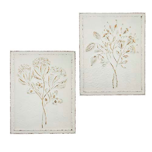 Floral embossed metal wall art