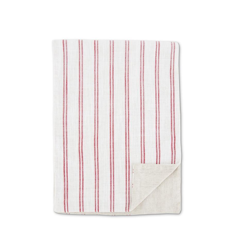 Cream and red stripe table runner