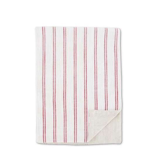 Cream and red stripe table runner