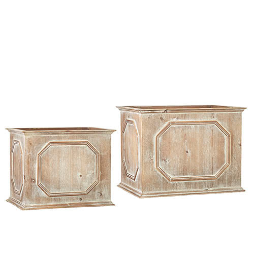 Whitewashed Wooden Planter Boxes